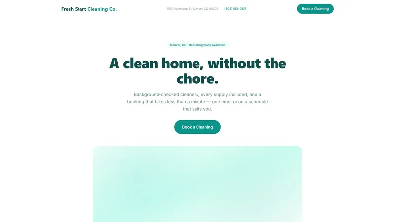 Screenshot of the Cleaning website template