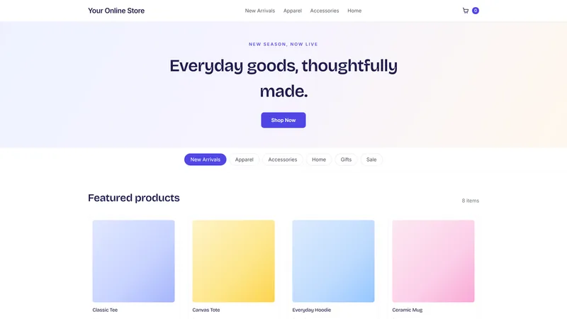 Screenshot of the E-Commerce Store website template