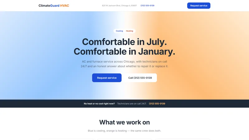 Screenshot of the HVAC website template