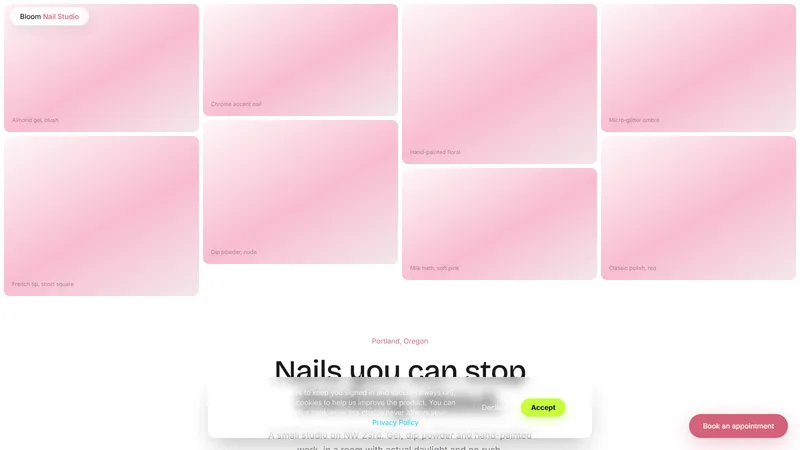 Screenshot of the Nail Salon website template