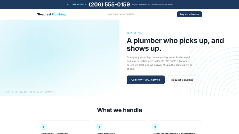 Screenshot of the Plumbing website template